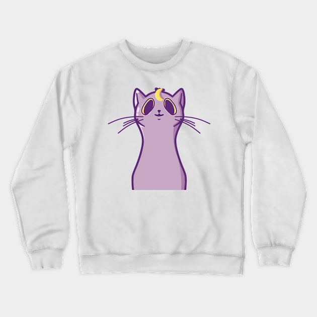 Cute Purple Galaxy Cat, Space Cat Crewneck Sweatshirt by Jennggaa